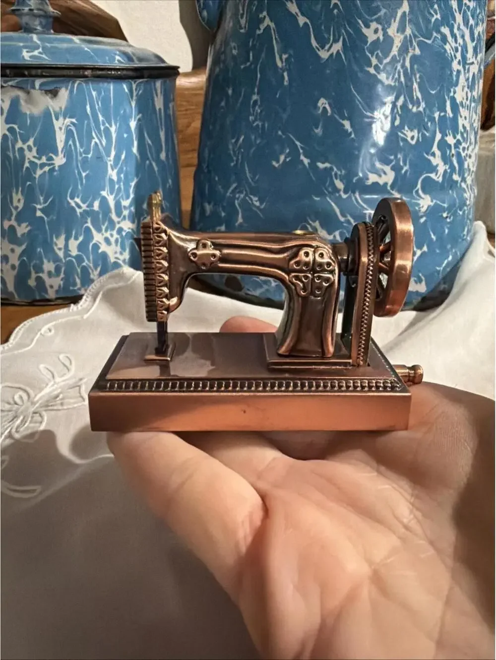 Vintage Lighter Old Sewing Machine Shape Copper Color Butane Works Unique - Picture 7 of 8